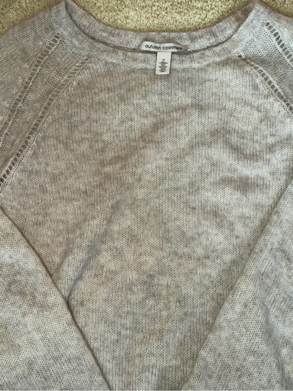 Autumn Cashmere Heather Gray Open Stitch Crewneck Sweater